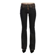 Zwart Gewassen Mid Taille Uitlopende Denim Broek John Galliano , Black...