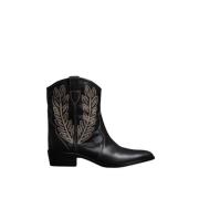 Leren Geborduurde Cowboy Laarzen Twinset , Black , Dames