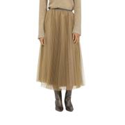 Lange Tule Rok met Elastische Taille Fabiana Filippi , Beige , Dames