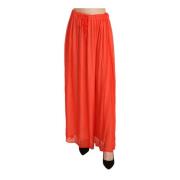 Orange Crepe Pleated Trapeze Viscose Maxi Skirt Jucca , Orange , Dames