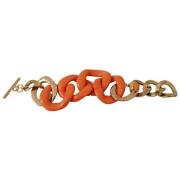 Gouden oranje ketting brede br plastic armband Ermanno Scervino , Oran...