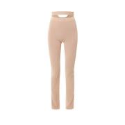 Beige Broek met Hoge Taille en Wijde Pijpen Andrea Adamo , Beige , Dam...