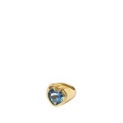 Vintage Messing en Vergulde Ring met Blauwe Kristal Timeless Pearly , ...