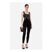 Jumpsuit met parelborduursel Elisabetta Franchi , Black , Dames