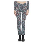 Bloemenprint Seventies Stijl Leggings Antik Batik , Blue , Dames