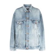 Logo-print Denim Jack Balenciaga , Blue , Dames