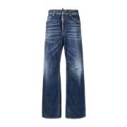 Blauwe high waist wide-leg icon jeans Dsquared2 , Blue , Dames