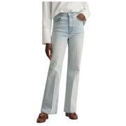 Hoge Taille Flare Jeans in Indigo Wassing Gant , Blue , Dames