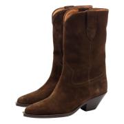 Khaki lederen boots met kleine hak Isabel Marant , Brown , Dames