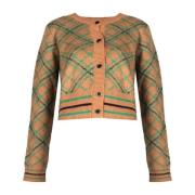 Losse Geruite Cardigan Pinko , Green , Dames