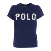 Logo Versierd T-Shirt Polo Ralph Lauren , Blue , Dames