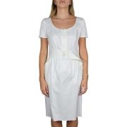 Midi-jurk met golf- en knoopontwerp Prada , White , Dames