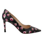 Zwarte Leren Bloemen Hakken Stiletto's Pumps Prada , Multicolor , Dame...