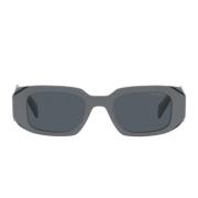 Rechthoekige zonnebril met grijze montuur en zwarte randen Prada , Gra...