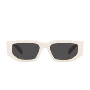 Rechthoekige zonnebril met wit montuur en donkergrijze lenzen Prada , ...