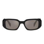 Rechthoekige zonnebril met zwart montuur en grijze Multilayer lenzen P...