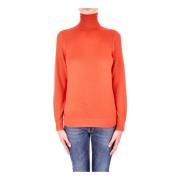 Dames trui met hoge nek en zijlogo Ralph Lauren , Orange , Dames