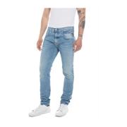 Slim-Fit Jeans voor Heren - Stijlvol en Comfortabel Replay , Blue , He...