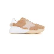 Beige Vegan Sneakers met dikke zool en vetersluiting aan de voorkant S...