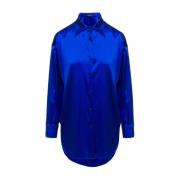 Blauwe Stretch Zijden Overhemd Tom Ford , Blue , Dames