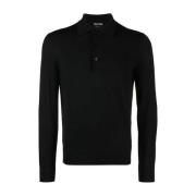 Luxe Merinowollen Polo Shirt Tom Ford , Black , Heren