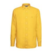 Heren Regular Fit Linnen Overhemd Tommy Hilfiger , Yellow , Heren