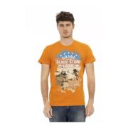 Oranje Katoenen T-Shirt met Voorprint Trussardi , Orange , Heren
