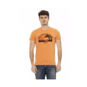 Oranje Katoenen T-Shirt voor Heren Trussardi , Orange , Heren