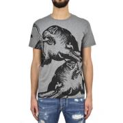 Grijze Heren Katoenen Grafische Print T-shirt Mod.MV0MG08F3MH080 Valen...