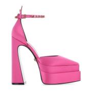 Zijden Satijnen Pumps Versace , Pink , Dames