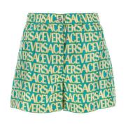 Bedrukte satijnen Allover shorts Versace , Multicolor , Dames