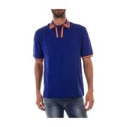 Stijlvolle Polo Shirt Blauw Oranje Versace , Blue , Heren