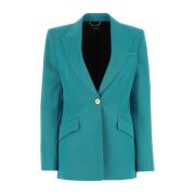 Groenblauwe Wollen Blazer Jas Versace , Blue , Dames