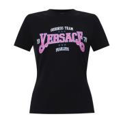 Bedrukt T-shirt Versace , Black , Dames