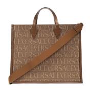 Shopper tas met logo Versace , Brown , Heren