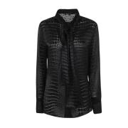 Zwarte Crocodile Devore` Informeel Overhemd Versace , Black , Dames