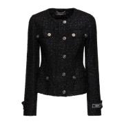 Tweed Blazer met Lurex Effect Versace , Black , Dames