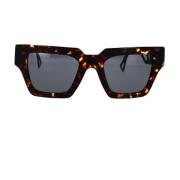 Vierkante zonnebril met donkergrijze lens en Havana frame Versace , Br...