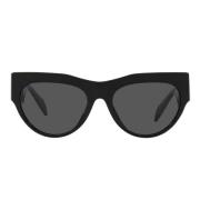 Zonnebril met onregelmatige vorm, donkergrijze lens en zwart montuur V...