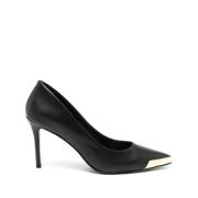 Zwarte platte schoenen met gouden punt Versace , Black , Dames