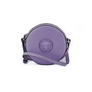 Paarse Kalfsleren Ronde Disco Schoudertas Versace , Purple , Dames