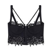 Corset top with lace Versace , Black , Dames