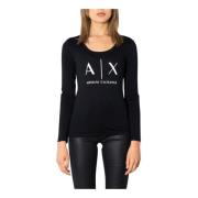 Zwarte T-shirt met lange mouwen voor dames Armani Exchange , Black , D...