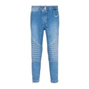 Lichtblauwe Lage Taille Slim Fit Jeans Balmain , Blue , Heren