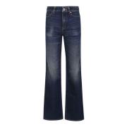 Opvallende Rode Monogram Flare Broek Balmain , Blue , Dames