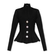 Cardigan met peplum Balmain , Black , Dames