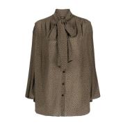 Zijden Shirt met Bow Balmain , Green , Dames