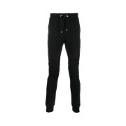 Zwarte katoenen broek met bedrukt logo en ritssluiting Balmain , Black...