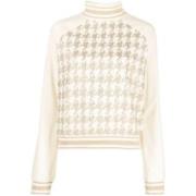 Luxe Houndstooth Sweater Balmain , Beige , Dames