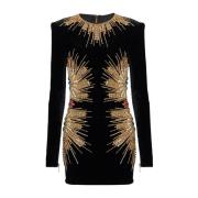Dress with pearl and sequin embroidery Balmain , Black , Dames